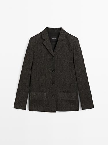 Americana espiga mezcla lana - Marrón de Zara