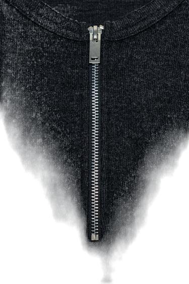 SUDADERA CREMALLERA RIB SOFT - Gris oscuro de Zara