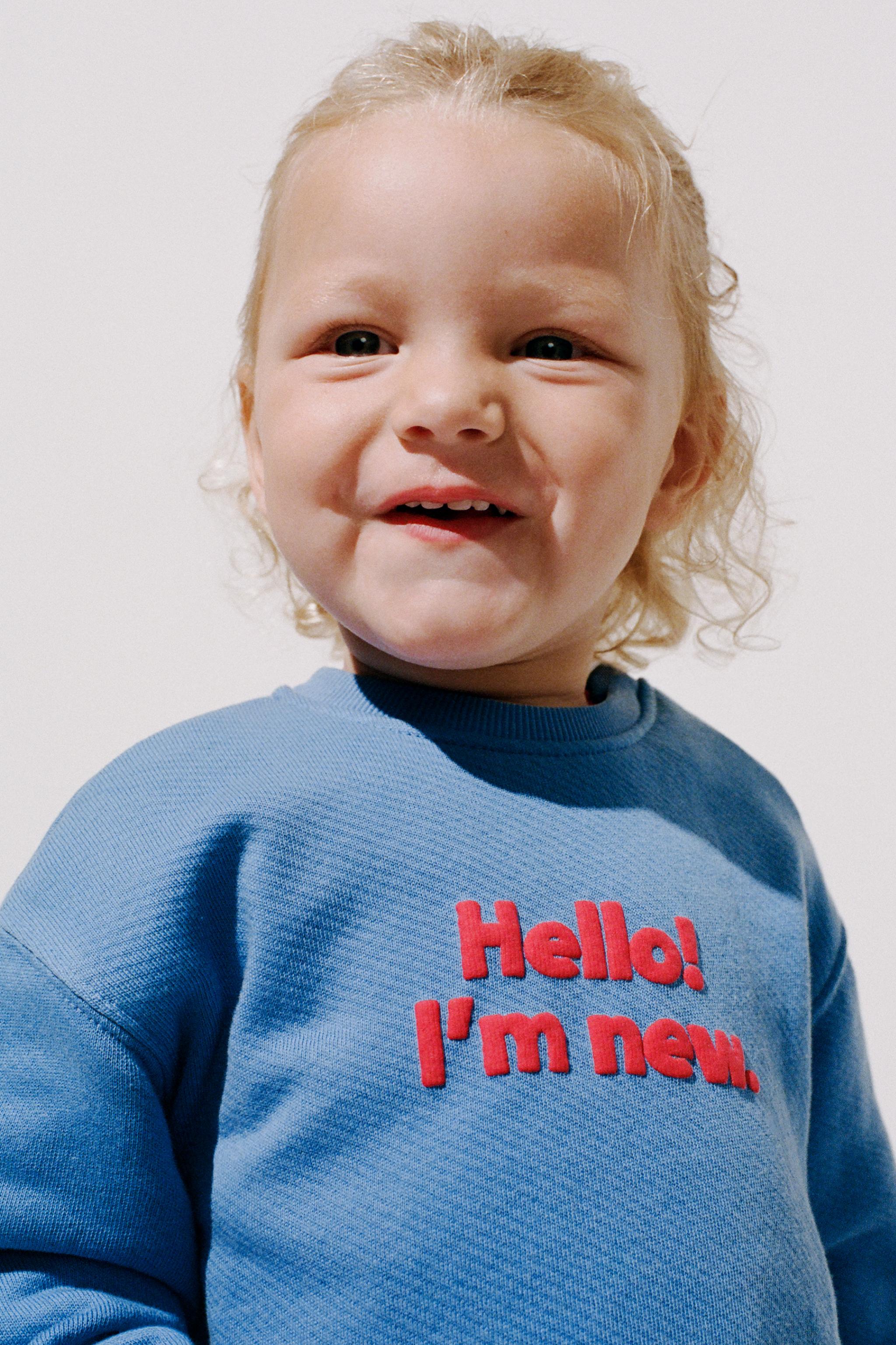 TEXT SWEATSHIRT AND JOGGER PANTS SET — Blue