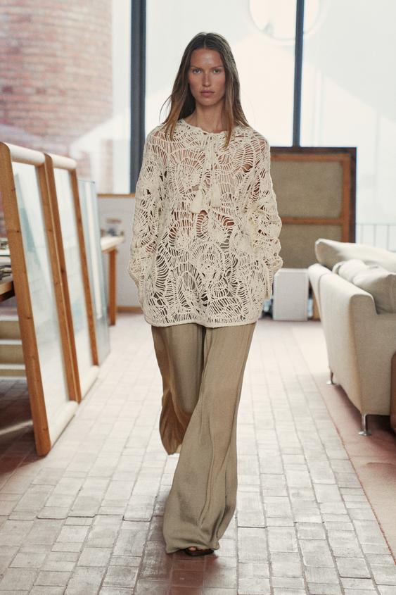 PANTALÓN FLUIDO ANCHO - Marrón / Topo de Zara - Imagen 0