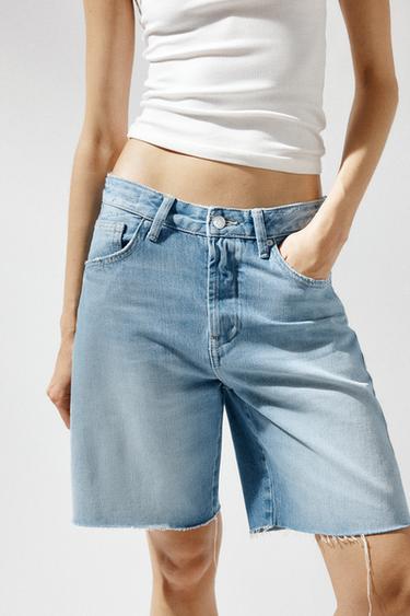 BERMUDA EN JEAN TRF PASSANT TAILLE NORMALE - Bleu clair de Zara
