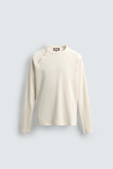RIB HENLEY T-SHIRT SAMUEL DE SABOIA X ZARA - Oyster-white by Zara