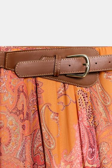 JUPE MI-LONGUE IMPRIMÉE AVEC CEINTURE - Multicolore de Zara - Image 6