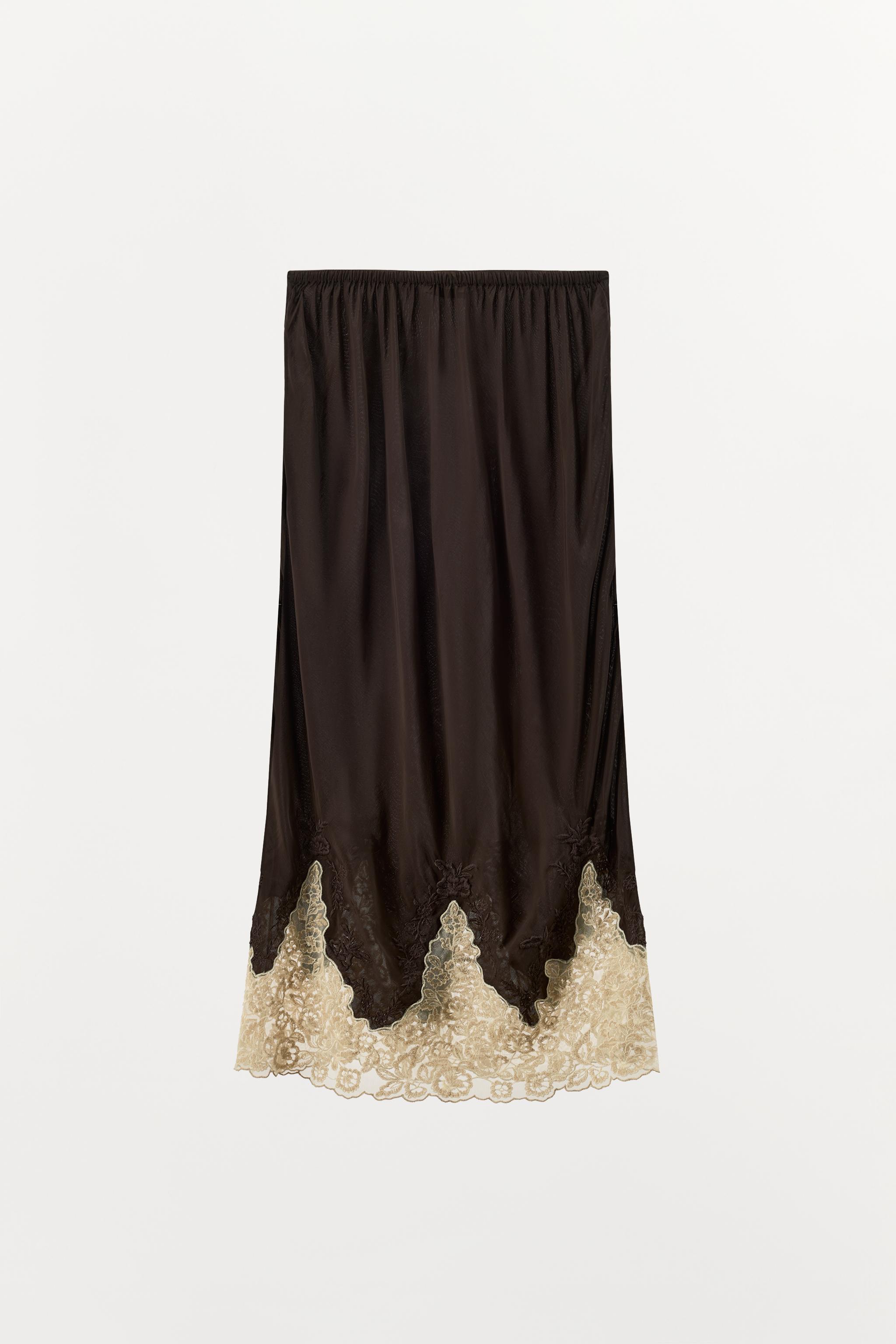 JUPE MI-LONGUE 100% VISCOSE BRODERIES DENTELLE