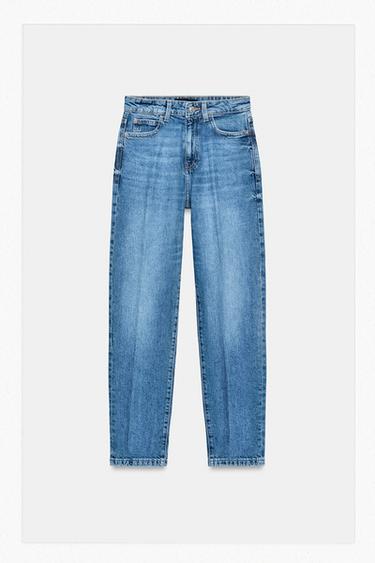 JEAN Z.01 MOM FIT TAILLE HAUTE RAYURE REPASSÉE - Bleu moyen de Zara