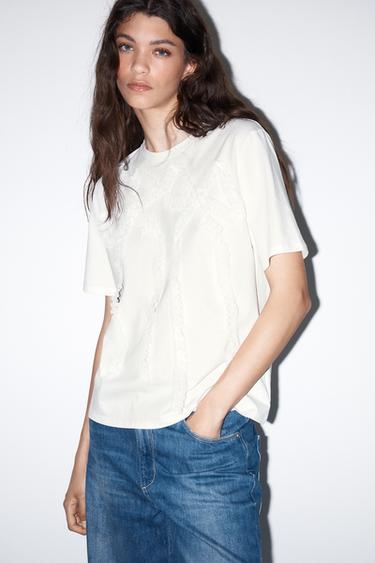 VOLUMINOUS GATHERED T-SHIRT - White by Zara