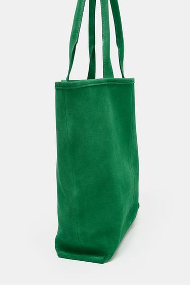 SAC SHOPPER EN DAIM - Vert de Zara - Image 3