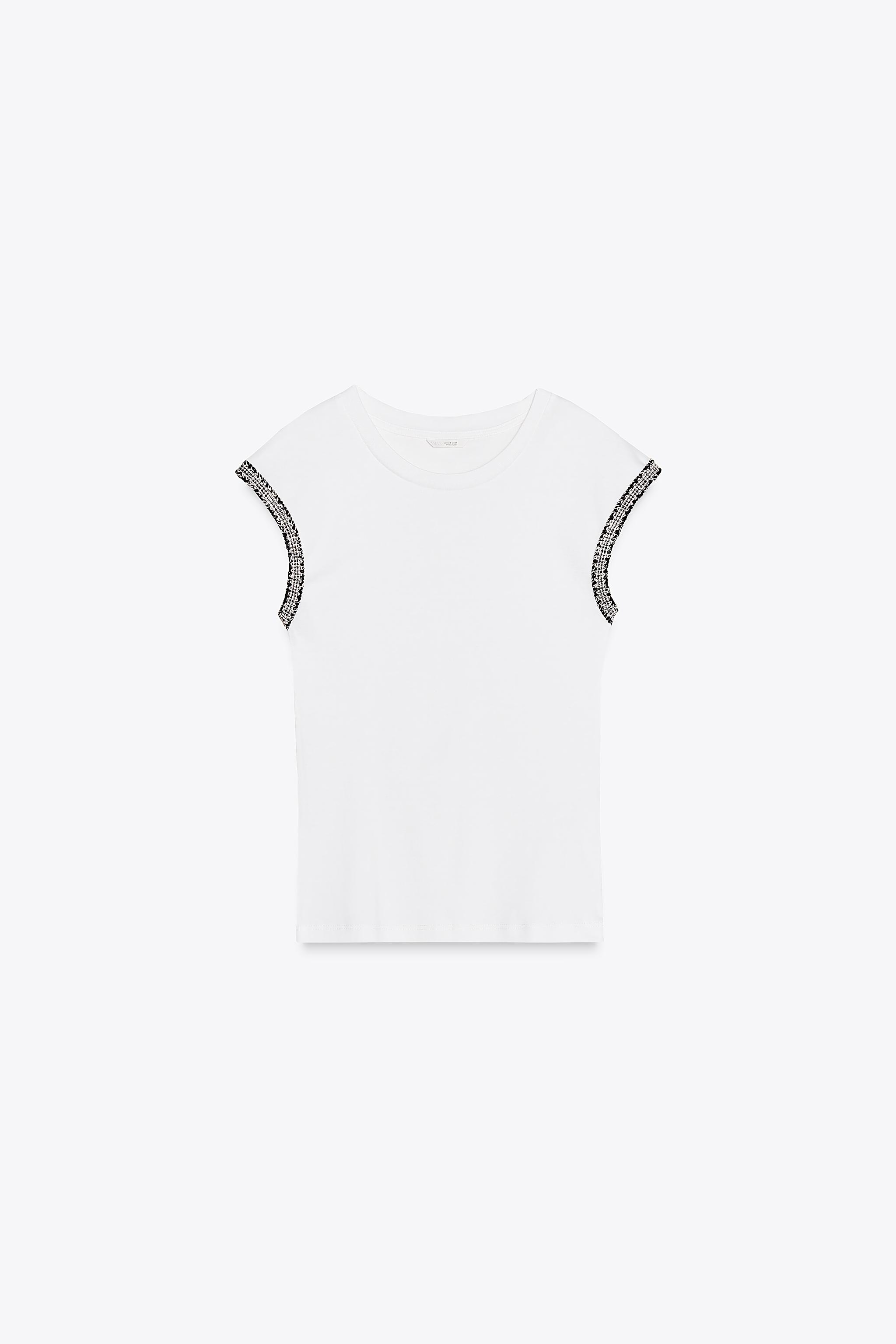 ZARA ビジュートリム Tシャツ 0347/308 ビジュートリム Tシャツ - ホワイト | ZARA Japan / 日本