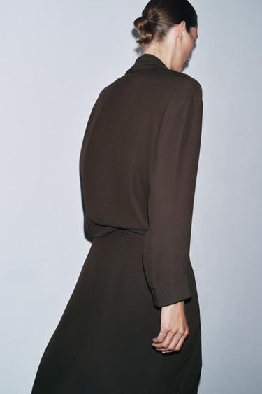 ROBE DRAPÉE ZW COLLECTION - Marron foncé de Zara - Image 2