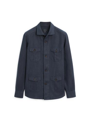 Zara Heavy linen overshirt with pocket details - Navy blue