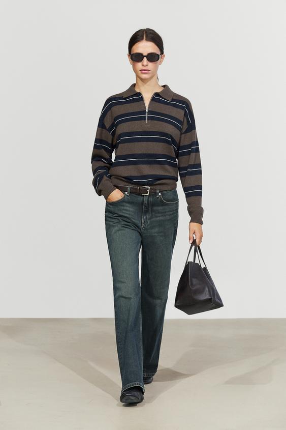 Jersey polo cremallera 100% lana - Marino de Zara - Imagen 0