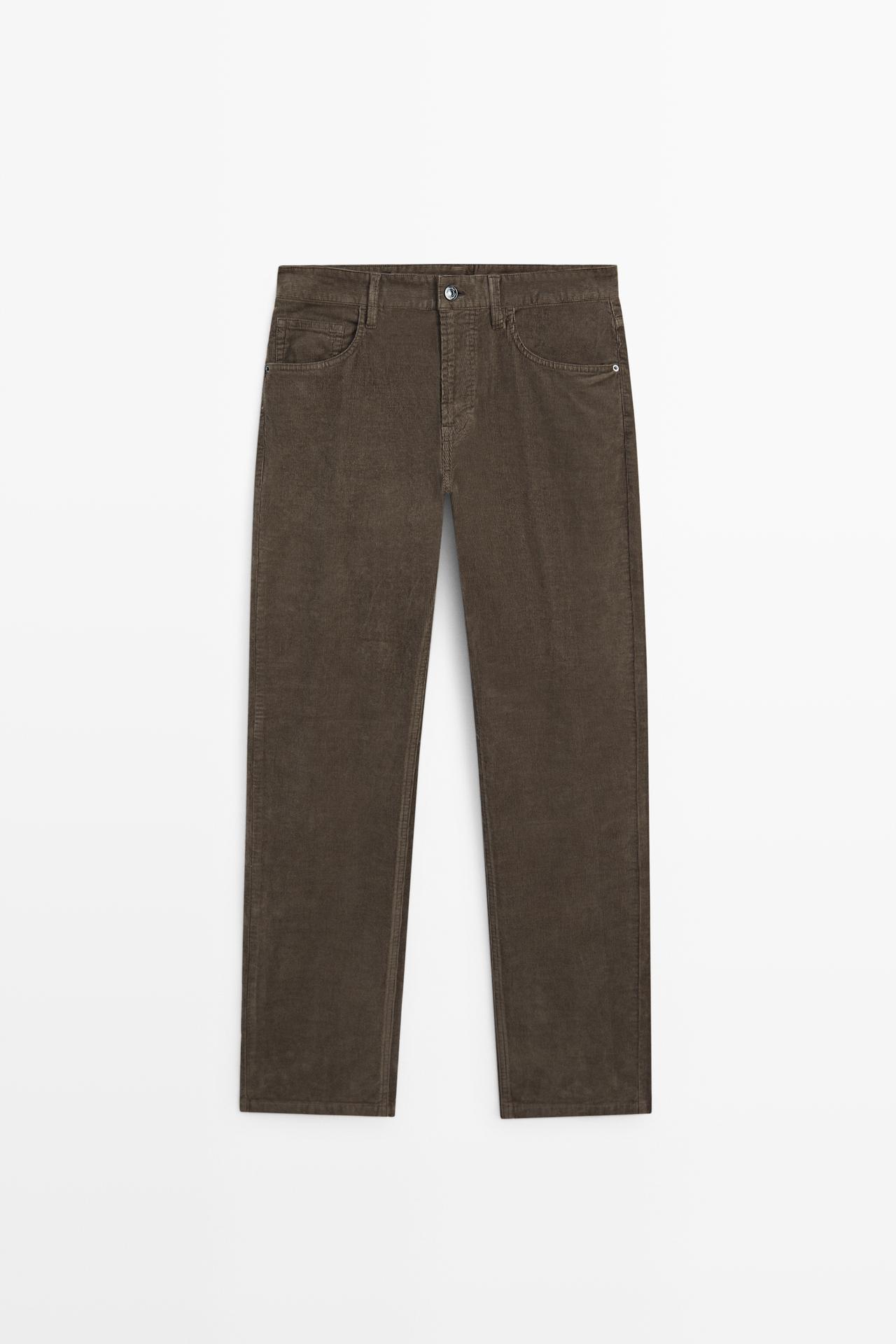 Corduroy tapered fit pants — Dark coral