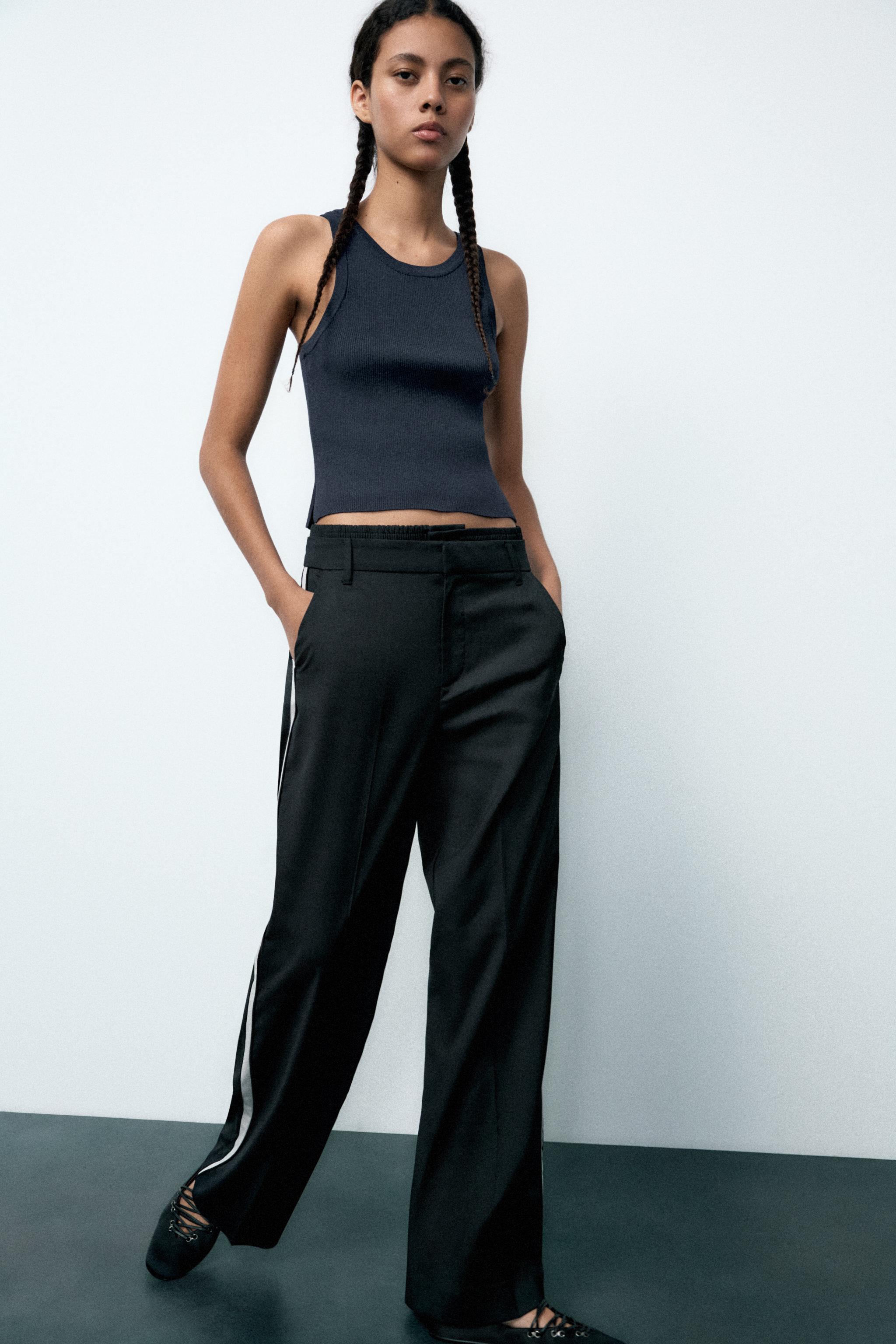 安心★関税込み★ZARA★TROUSERS WITH SIDE TAPING TROUSERS WITH SIDE TAPING - Green / Ecru | ZARA United Kingdom