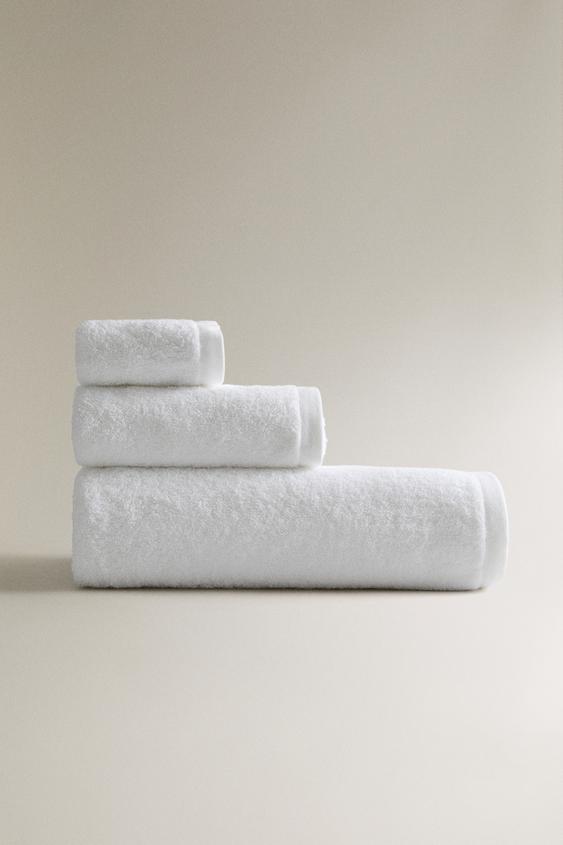 Zara DRY-TO-THE-TOUCH TERRY BATH TOWEL - 白色 - 圖片 0
