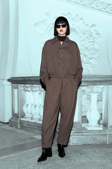 Zara 交叉飛行員外套 - 焦糖色