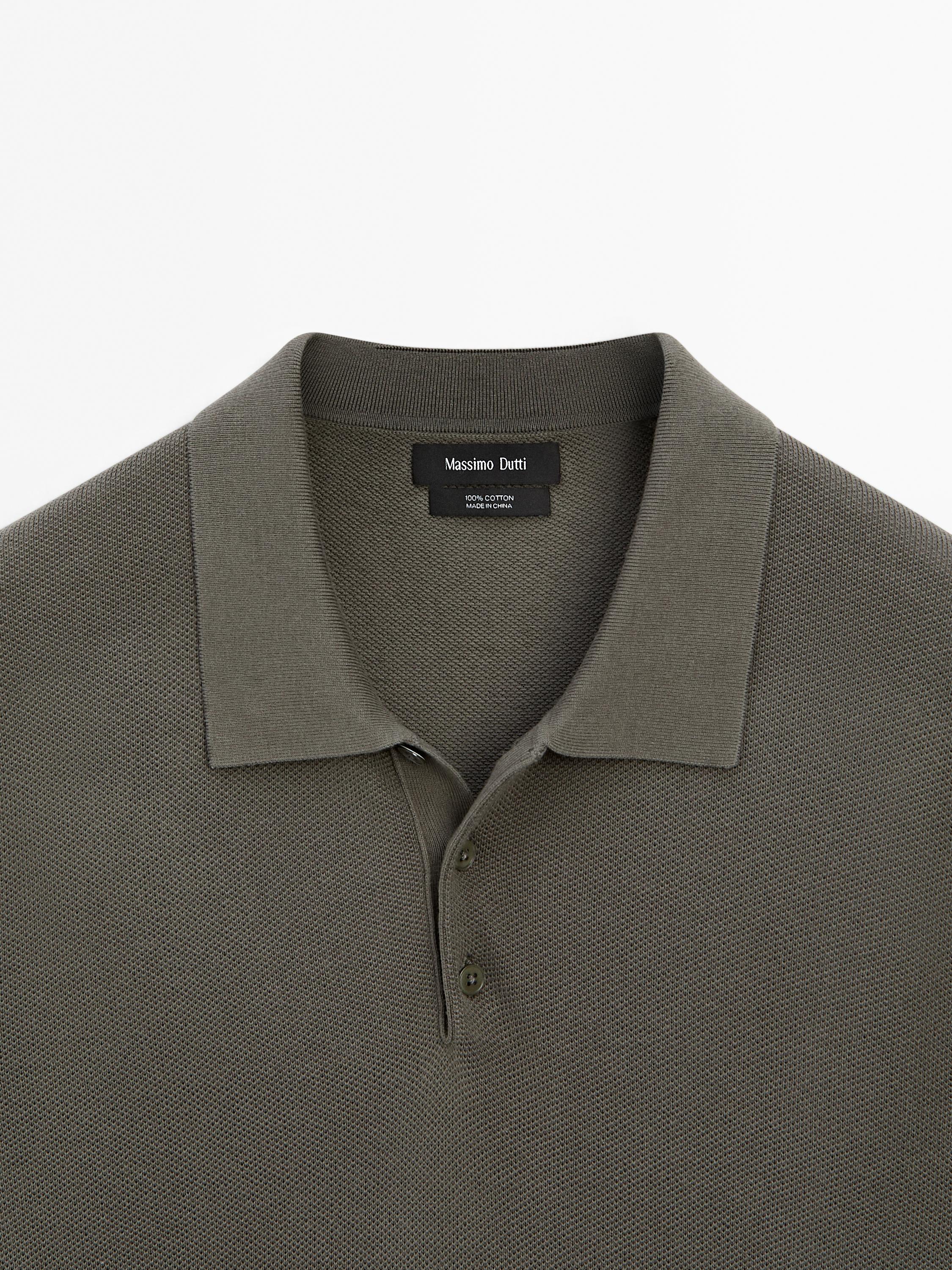 100% cotton textured knit polo shirt