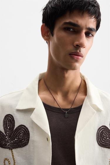CHEMISE BRODERIE FLORALE - Écru de Zara - Image 5