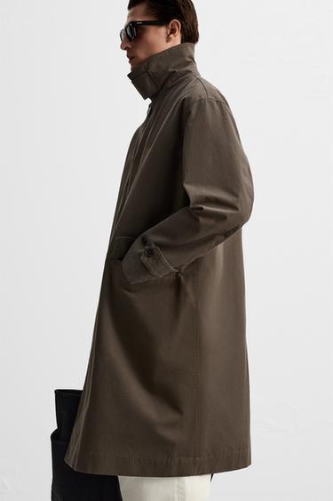 Zara WAXED EFFECT TRENCH - Earth