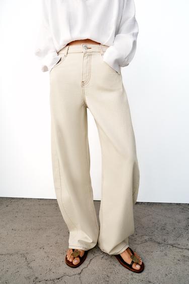 Z1975 MID-WAIST BARREL JEANS - Ecru by Zara - Image 1