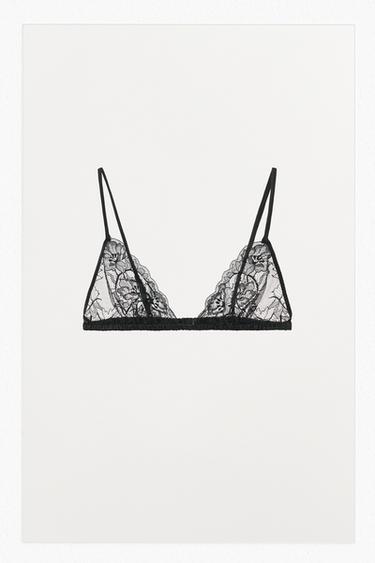 Zara LACE TRIANGLE BRALETTE - Black