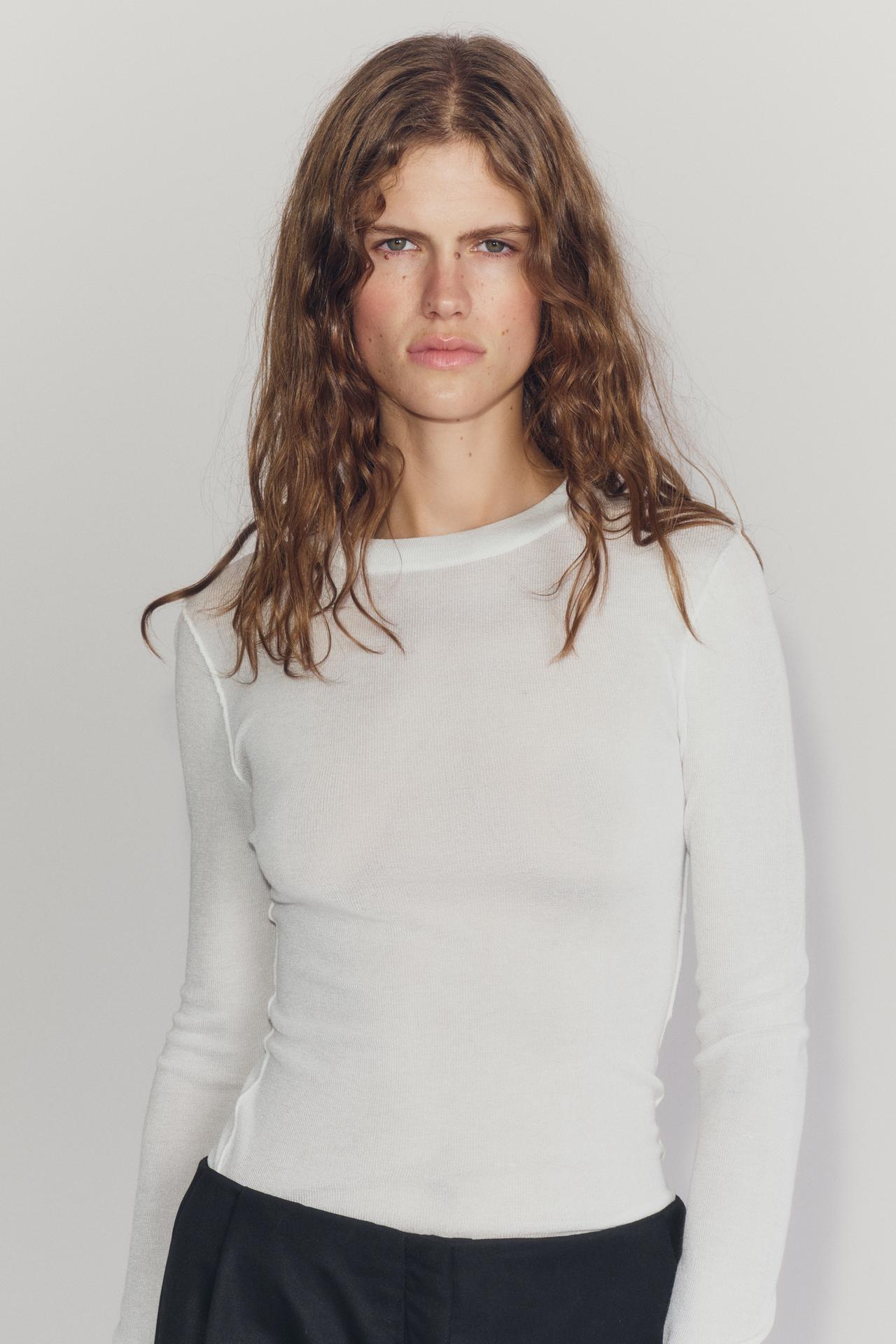 STRIPED FINE KNIT JUMPER — White