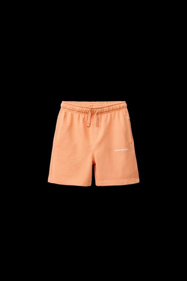 Zara STRAIGHT FIT PLUSH SHORTS WITH RAISED TEXT - Orange - Image 0