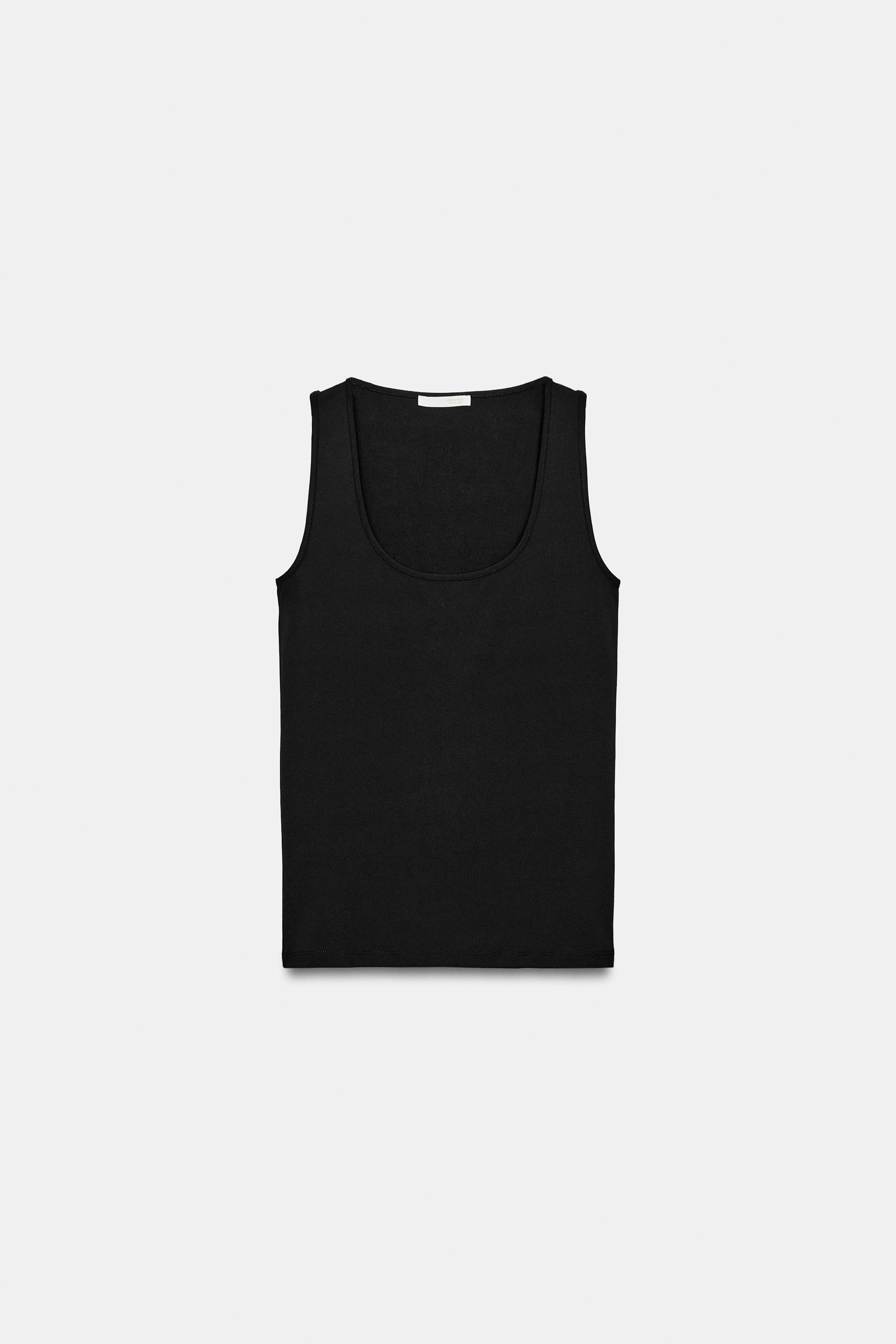 Женские футболки Zara WIDE STRAP POLYAMIDE T-SHIRT — фото 4