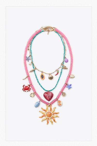 PACK COLLARES CHARMS ABALORIOS - Multicolor de Zara