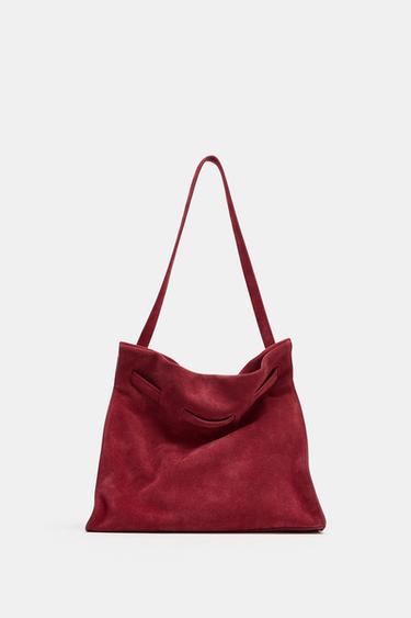 SPLIT SUEDE SHOULDER BAG - Russet Brown by Zara - Image 0