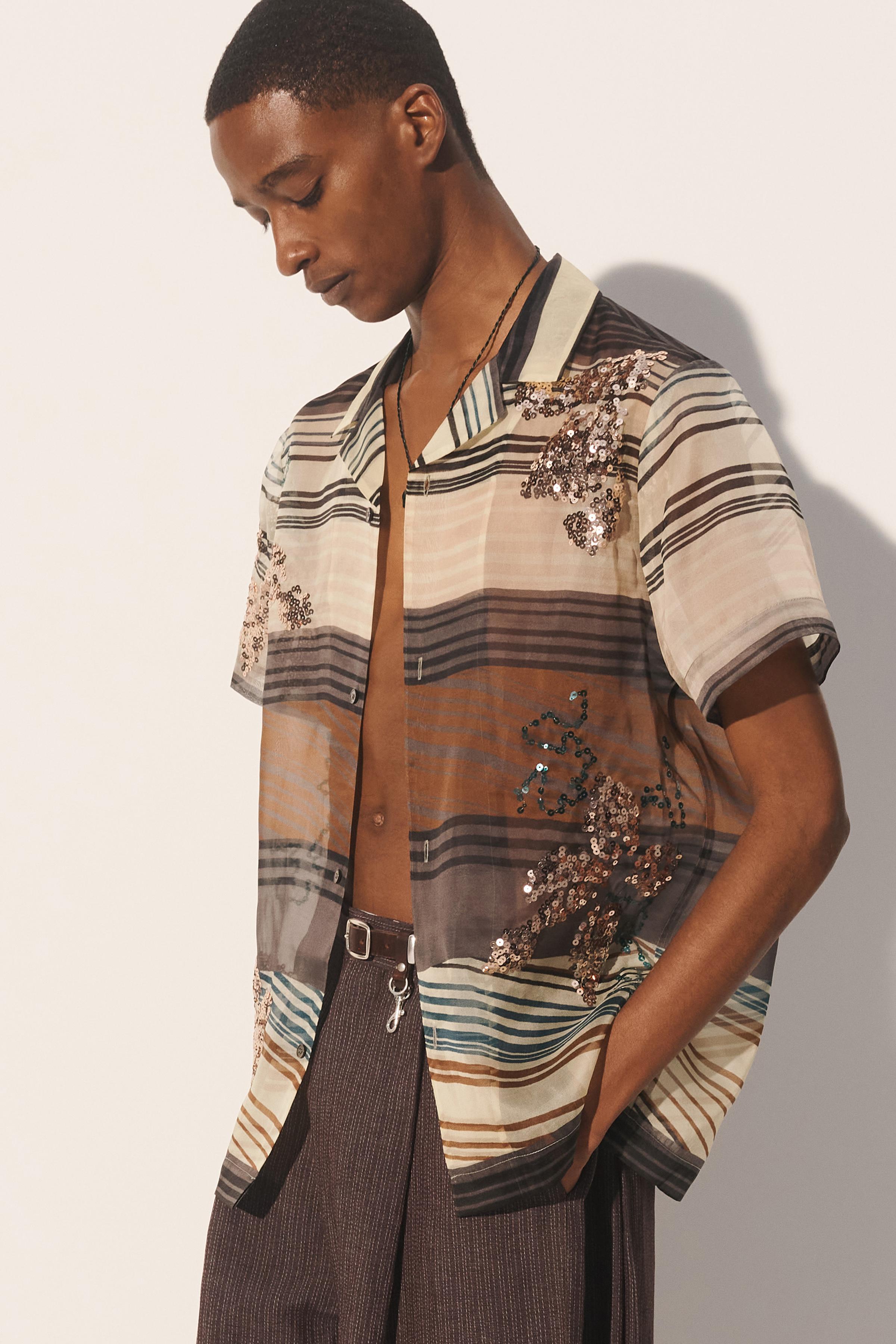 CHEMISE EN ORGANZA 100% SOIE PAILLETTES