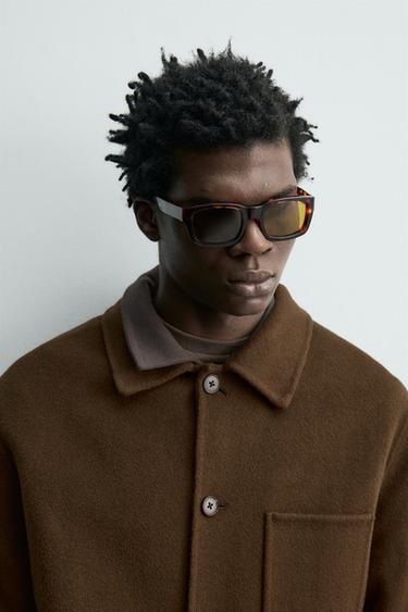 REGULAR FIT 100% WOOL OVERSHIRT - Dark brown by Zara