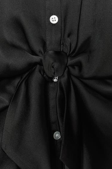 SATINHEMD MIT KNOTEN - Schwarz von Zara