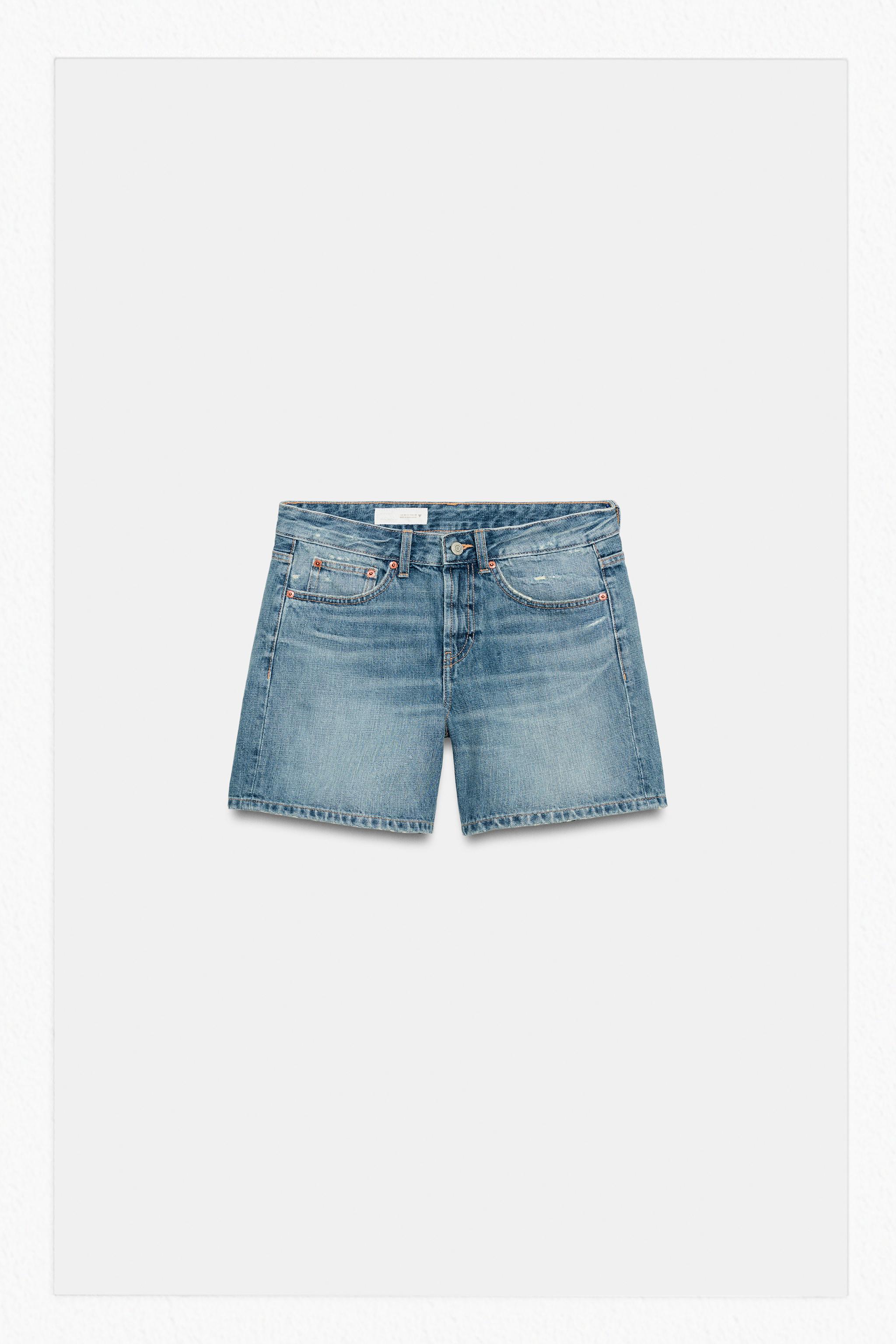 REGULAR FIT MID-RISE DENIM SHORTS