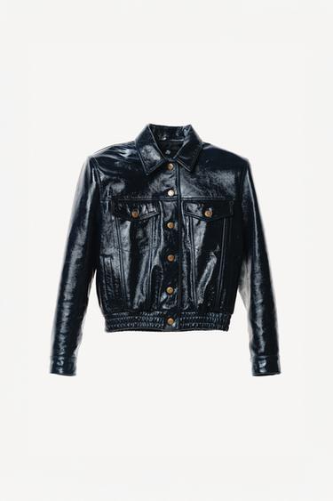 ウィリー・チャバリア X ザラ レザーショルダーパッドジャケットオイルZaraのウィリー・チャバリア X ザラ レザーショルダーパッドジャケット - オイル 