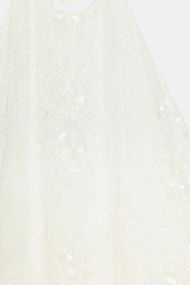 EMBROIDERED LACE HALTER DRESS - Ecru by Zara - Image 6