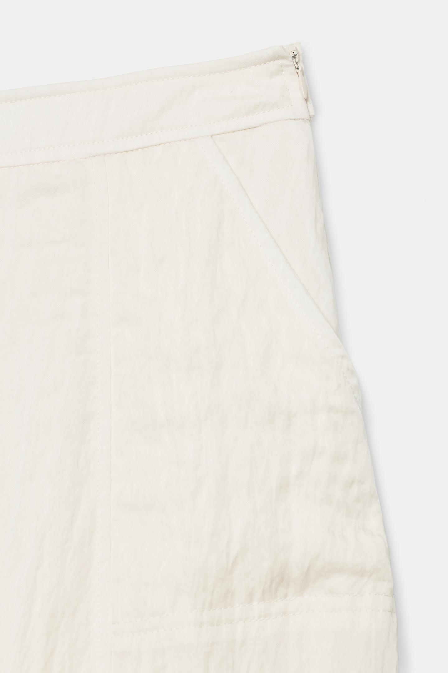 Женская юбка Zara Crinkle-Effect MIDI, цвет: Экрю — фото 8