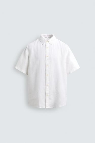 Zara 100% LINEN SHIRT - White