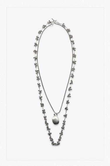 PACK OF 2 NECKLACES WITH PIECES AND BOTTLE - Silver by Zara