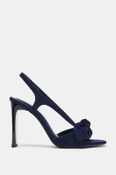 SUEDE BOW HIGH-HEEL SANDALS - Blue by Zara
