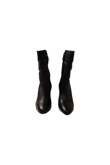 BLACK SOCKS ANKLE HIGH HEEL BOOTS