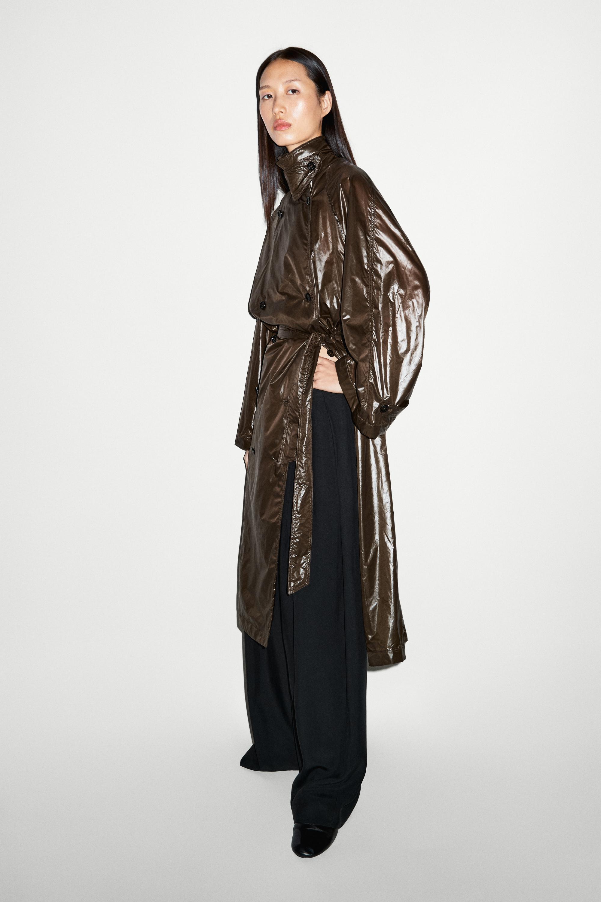 Long flowing trench coat — Bottle green