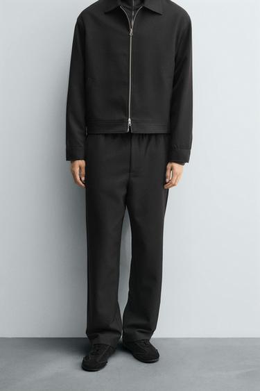 REGULAR FIT JOGGER WAIST TROUSERS - Black by Zara