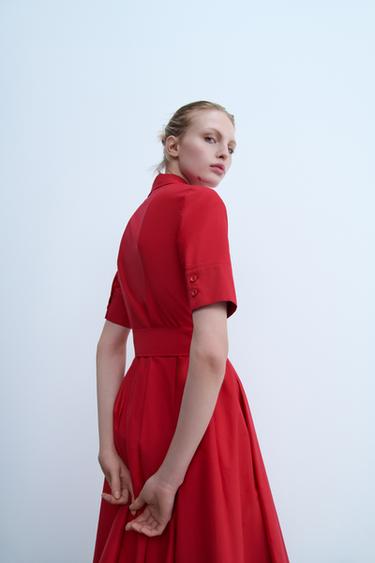 ZW COLLECTION POPLIN DRESS - Red by Zara - Image 2