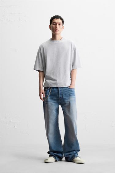 Zara BASIC BOXY FIT T-SHIRT - Gray marl