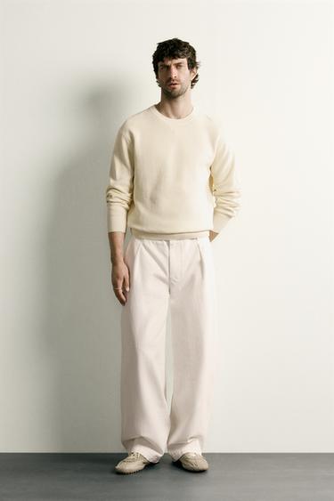 Zara REGULAR FIT DŽEMPER PLETEN PATENT BODOM – Ekru