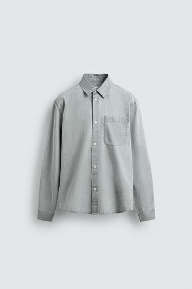 WASHED TWILL TEXTURED SHIRT - Greyish by Zara