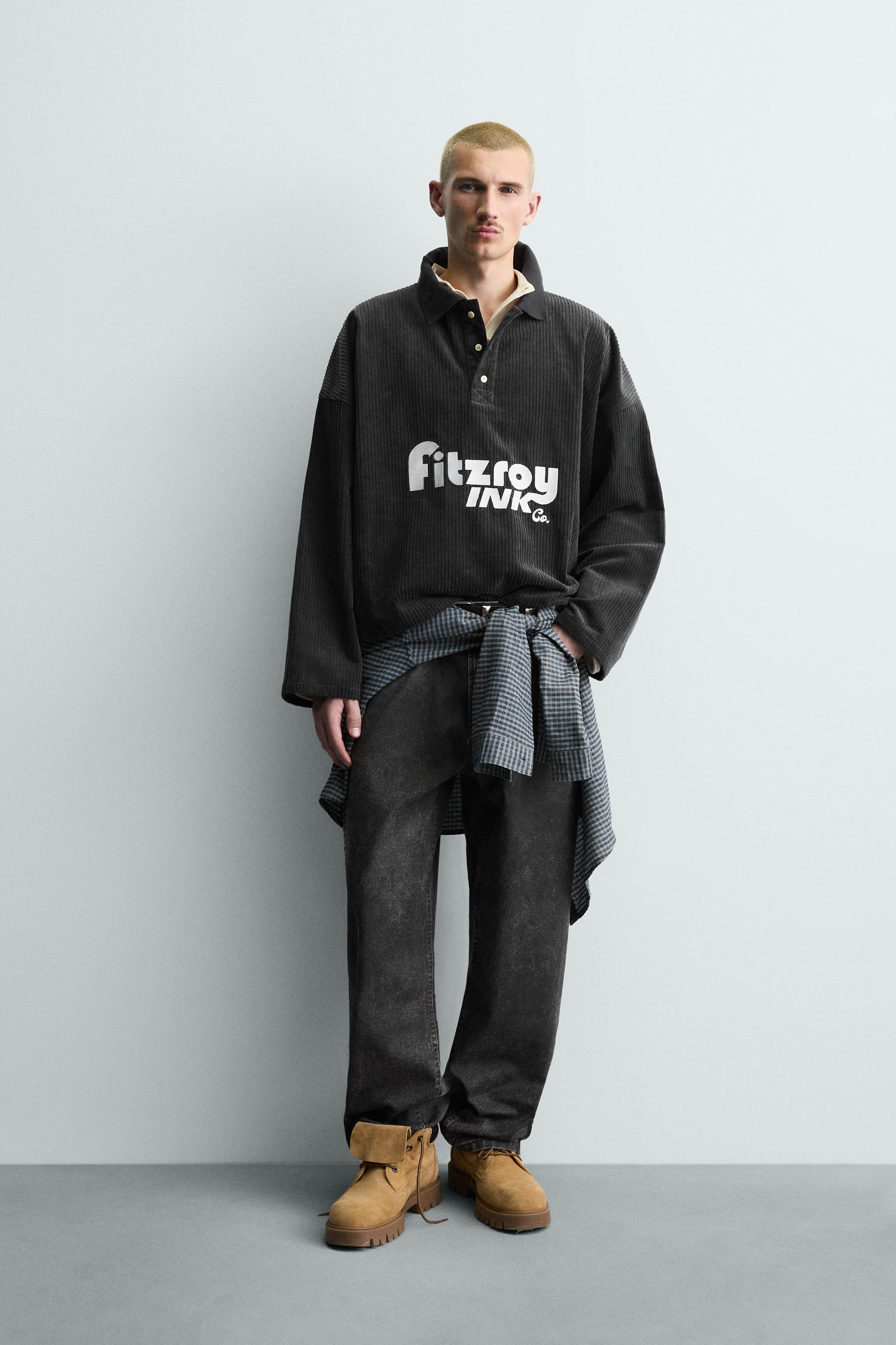 EMBROIDERED CORDUROY POLO SHIRT - Anthracite grey | ZARA South Africa