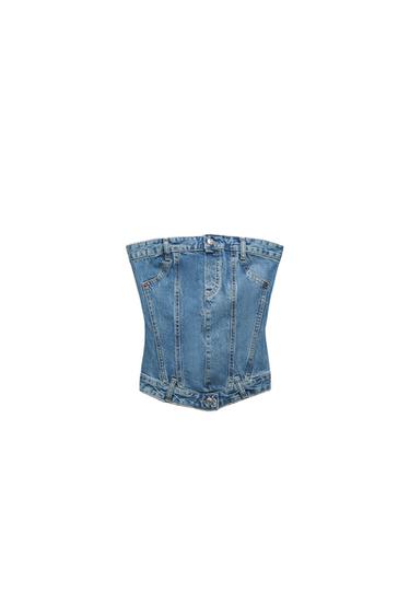 CORSET STYLE DENIM TOP TRF
