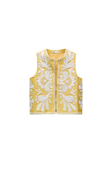WAISTCOAT WITH CONTRAST EMBROIDERY