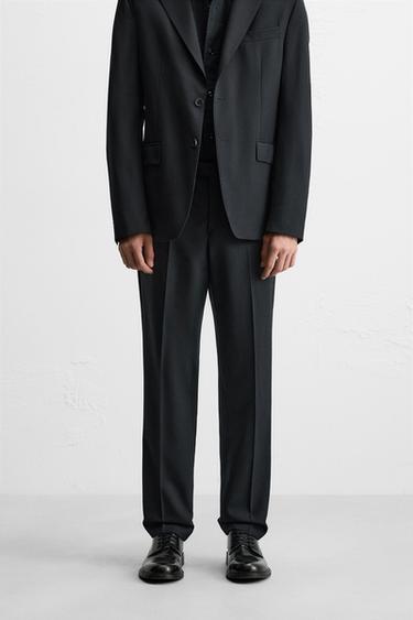 PANTALON DE COSTUME 100 % LAINE - Bleu marine de Zara